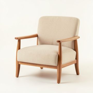 Hazel Dell Upholstered Armchair - Beige (synthetic illustration; no displayed measurements)