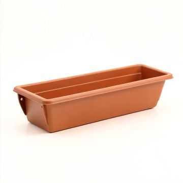 Reed Bridge Empty Railing Planter With Integral Brackets - Terracotta (synthetic illustration; no displayed measurements)