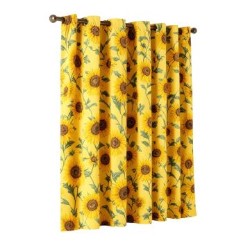 Sunflower Floral Room Darkening Rod Pocket Curtain Panels