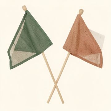 Christmas Way Camper 2-Sided Burlap 18 X 13 In . Flag Set (synthetic illustration; no displayed measurements)