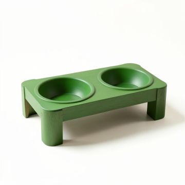 Cove Falls Pet Feeding Stand With Two Plain Empty Bowls - Green (synthetic illustration; no displayed measurements)