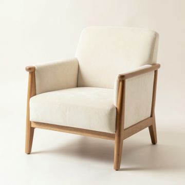 Oak Bridge Upholstered Armchair - Ivory (synthetic illustration; no displayed measurements)