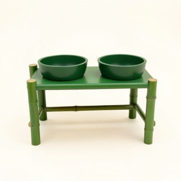 Bay Dell Pet Feeding Stand With Two Plain Empty Bowls - Green (synthetic illustration; no displayed measurements)