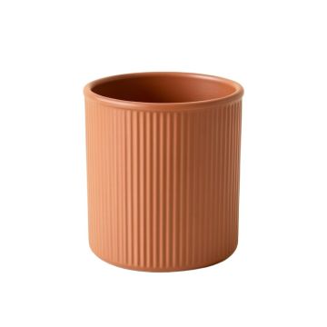 Fern Branch Empty Candle Holder - Terracotta