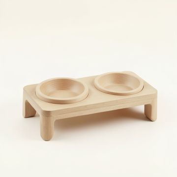 Olive Brook Pet Feeding Stand With Two Plain Empty Bowls - Beige (synthetic illustration; no displayed measurements)