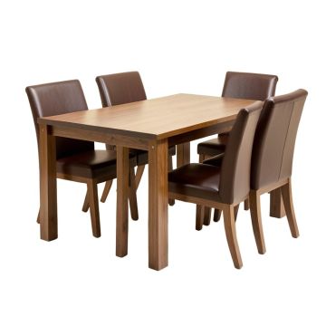 Gildo 5 - Piece Rubberwood Solid Wood Dining Set