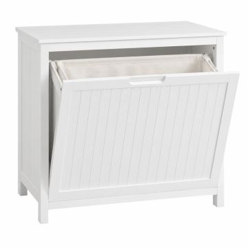 Elm Canyon Freestanding Pull-Out Hamper Cabinet - White