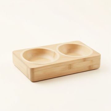 Pine Crossing Pet Feeding Stand With Two Plain Empty Bowls - Ivory (synthetic illustration; no displayed measurements)