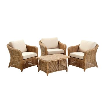 Vaughnsville 3 Piece Rattan Conversation Set Seating Group
