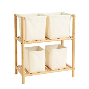 Slate Bridge Laundry Sorting Station With Plain Removable Bags - Cream