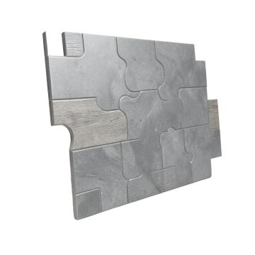 Large Interlocking Glazed Random Sized Porcelain Wood Look Tile In Gray