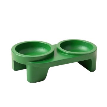 Wren Falls Pet Feeding Stand With Two Plain Empty Bowls - Green