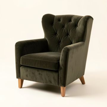 Rizzuto 25 '' Wide Tufted Velvet Wingback Chair (synthetic illustration; no displayed measurements)