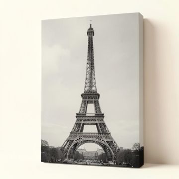 Grayscale Eiffel Tower - Photograph Print On Canvas (synthetic illustration; no displayed measurements)