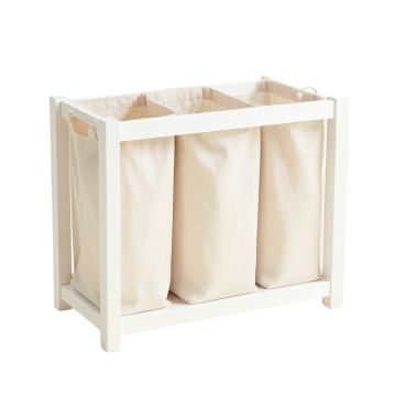 Olive Bend Laundry Sorting Station With Plain Removable Bags - White