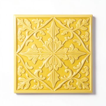 11.8 '' X 11.8 '' Ceramic Talavera Decorative Tile In Yellow (synthetic illustration; no displayed measurements)