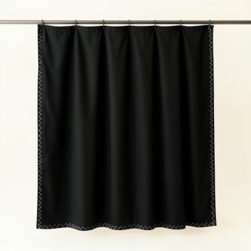 Olive Dale Shower Curtain Hanging Flat From A Plain Rod - Black (synthetic illustration; no displayed measurements)