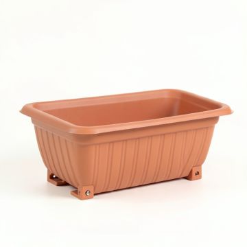 Ash Branch Empty Railing Planter With Integral Brackets - Terracotta (synthetic illustration; no displayed measurements)