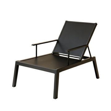 Reed Arc Outdoor Lounge Chair - Black (synthetic illustration; no displayed measurements)