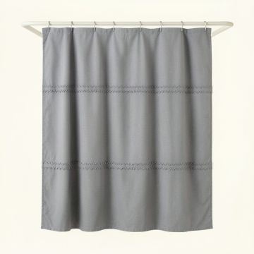 Hill Dale Shower Curtain Hanging Flat From A Plain Rod - Gray (synthetic illustration; no displayed measurements)