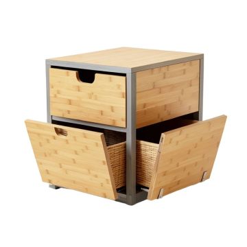 Heath Crossing Freestanding Pull-Out Hamper Cabinet - Gray
