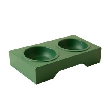 Olive Bluff Pet Feeding Stand With Two Plain Empty Bowls - Green