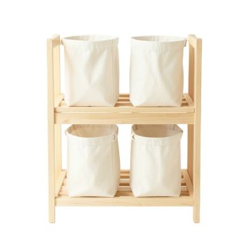 Aspen Branch Laundry Sorting Station With Plain Removable Bags - Ivory