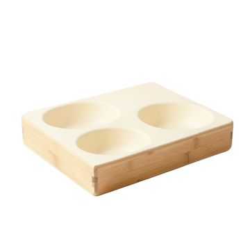 Brook Crest Pet Feeding Stand With Two Plain Empty Bowls - Cream