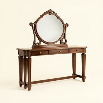 Theon Mirror And Champagne Console Table (synthetic illustration; no displayed measurements)