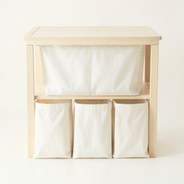 Elm Bend Laundry Sorting Station With Plain Removable Bags - Ivory (synthetic illustration; no displayed measurements)