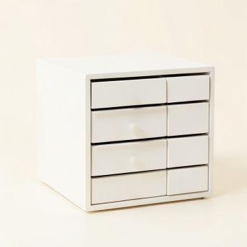 Dune Edge Small-Parts Storage Drawer Cabinet - White (synthetic illustration; no displayed measurements)