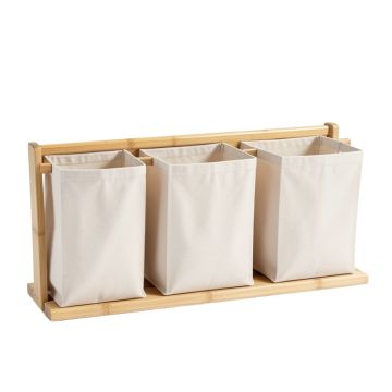 Rowan Bridge Laundry Sorting Station With Plain Removable Bags - Beige