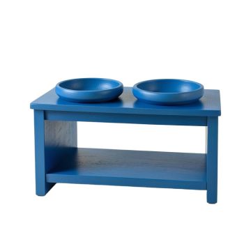 Harbor Falls Pet Feeding Stand With Two Plain Empty Bowls - Blue