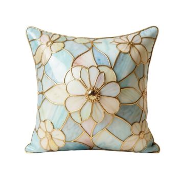 Stained Glass Floral Throw Pillow