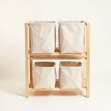 Linden Branch Laundry Sorting Station With Plain Removable Bags - Beige (synthetic illustration; no displayed measurements)