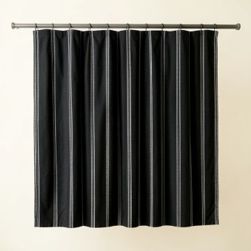 Ash Crossing Shower Curtain Hanging Flat From A Plain Rod - Black (synthetic illustration; no displayed measurements)
