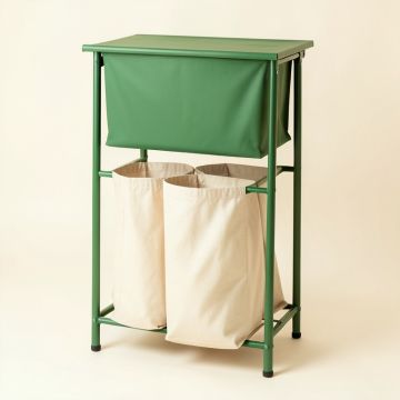 Ash Bluff Laundry Sorting Station With Plain Removable Bags - Green (synthetic illustration; no displayed measurements)