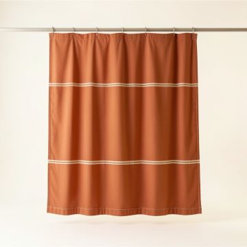 Glen Crest Shower Curtain Hanging Flat From A Plain Rod - Terracotta (synthetic illustration; no displayed measurements)