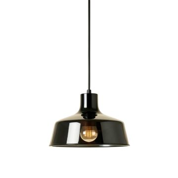 Rowan Crest Pendant Light Suspended From One Plain Cable - Black
