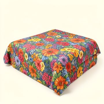 Bohemian Retro Colorful Flowers Duvet Cover Set (synthetic illustration; no displayed measurements)