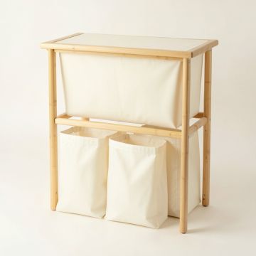 Shore Crossing Laundry Sorting Station With Plain Removable Bags - Cream (synthetic illustration; no displayed measurements)