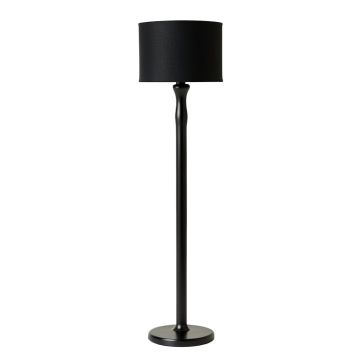 Reed Crest Floor Lamp With A Plain Fabric Shade - Black (synthetic illustration; no displayed measurements)