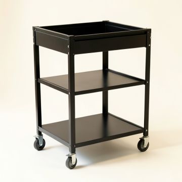 Spruce Brook Empty Rolling Workshop Cart - Black (synthetic illustration; no displayed measurements)