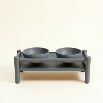 Reed Bend Pet Feeding Stand With Two Plain Empty Bowls - Gray (synthetic illustration; no displayed measurements)