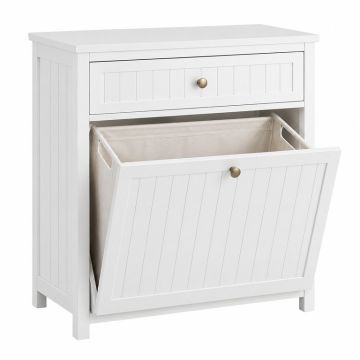 Vale Arc Freestanding Pull-Out Hamper Cabinet - White