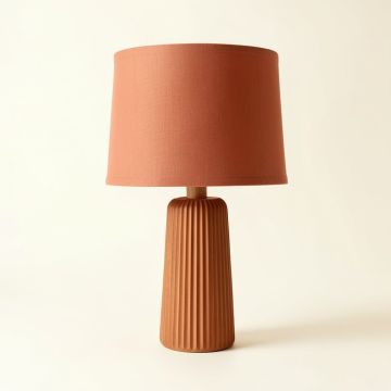 Alder Bluff Table Lamp With A Plain Fabric Shade - Terracotta (synthetic illustration; no displayed measurements)