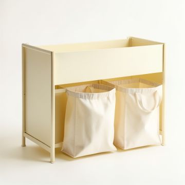 Moss Crest Laundry Sorting Station With Plain Removable Bags - Cream (synthetic illustration; no displayed measurements)