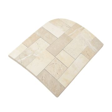 Crema Herringbone Arched 1 '' X 3 '' Marble Mosaic Tile