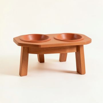 Heath Dell Pet Feeding Stand With Two Plain Empty Bowls - Terracotta (synthetic illustration; no displayed measurements)