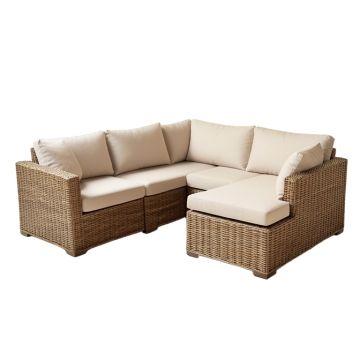 95 '' Wide Wicker Patio Sectional With Cushions